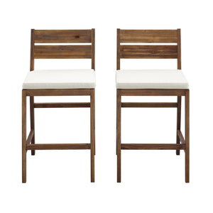 Acacia Wood Counter Stools, 2 pack - Dark Brown