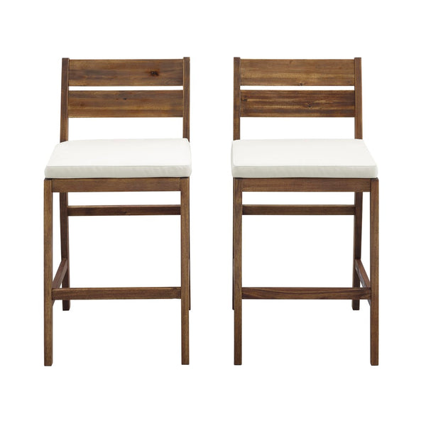Acacia Wood Counter Stools, 2 pack - Dark Brown