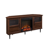 Walker Edison Owen Transitional/ 54" Split-Panel Door Corner Fireplace Console OWF54CFPDW