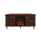 Walker Edison Owen Transitional/ 54" Split-Panel Door Corner Fireplace Console OWF54CFPDW