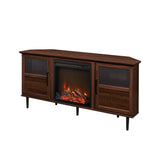 Walker Edison Owen Transitional/ 54" Split-Panel Door Corner Fireplace Console OWF54CFPDW