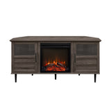 Walker Edison Owen Transitional/ 54" Split-Panel Door Corner Fireplace Console OWF54CFPSG