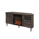 Walker Edison Owen Transitional/ 54" Split-Panel Door Corner Fireplace Console OWF54CFPSG