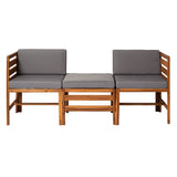Modular Outdoor Acacia L/R Chairs + Ottoman