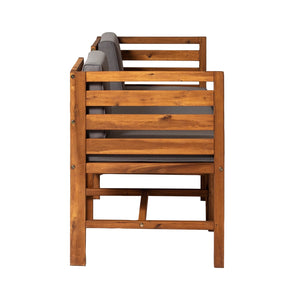 Walker Edison Modular Outdoor Acacia L/R Chairs + Ottoman