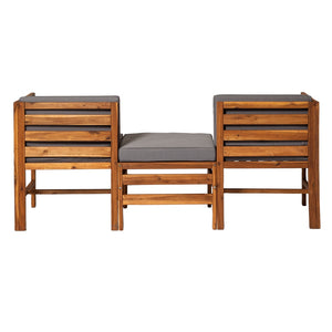Walker Edison Modular Outdoor Acacia L/R Chairs + Ottoman