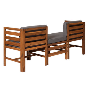 Walker Edison Modular Outdoor Acacia L/R Chairs + Ottoman