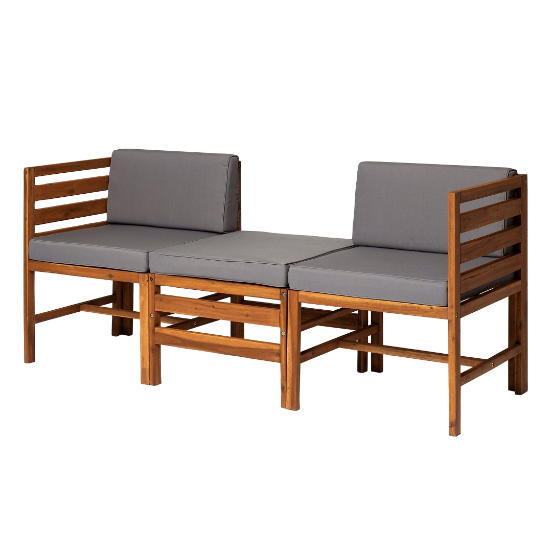 Walker Edison Modular Outdoor Acacia Chat Set
