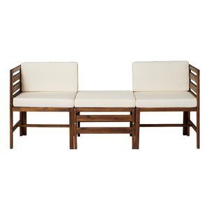 Walker Edison Modular Outdoor Acacia L/R Chairs + Ottoman