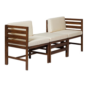 Walker Edison Modular Outdoor Acacia L/R Chairs + Ottoman