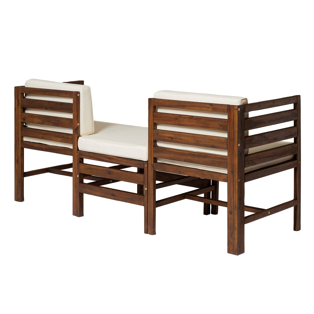 Walker Edison Modular Outdoor Acacia Chat Set - Thumbnail 3