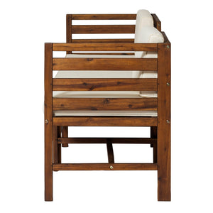 Walker Edison Modular Outdoor Acacia L/R Chairs + Ottoman