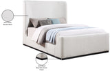 Oliver Boucle Fabric / Rubberwood / Foam Contemporary Cream Boucle Fabric Queen Bed (3 Boxes) - 65.5" W x 87.5" D x 56.5" H
