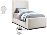 Oliver Boucle Fabric / Rubberwood / Foam Contemporary Cream Boucle Fabric Twin Bed (3 Boxes) - 43.5" W x 82.5" D x 56.5" H