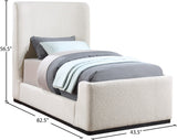 Oliver Boucle Fabric / Rubberwood / Foam Contemporary Cream Boucle Fabric Twin Bed (3 Boxes) - 43.5" W x 82.5" D x 56.5" H