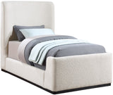 Oliver Boucle Fabric / Rubberwood / Foam Contemporary Cream Boucle Fabric Twin Bed (3 Boxes) - 43.5" W x 82.5" D x 56.5" H