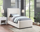 Oliver Boucle Fabric / Rubberwood / Foam Contemporary Cream Boucle Fabric Twin Bed (3 Boxes) - 43.5" W x 82.5" D x 56.5" H