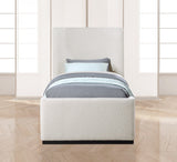 Oliver Boucle Fabric / Rubberwood / Foam Contemporary Cream Boucle Fabric Twin Bed (3 Boxes) - 43.5" W x 82.5" D x 56.5" H