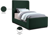 Oliver Boucle Fabric / Rubberwood / Foam Contemporary Green Boucle Fabric Twin Bed (3 Boxes) - 43.5" W x 82.5" D x 56.5" H