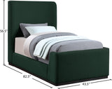 Oliver Boucle Fabric / Rubberwood / Foam Contemporary Green Boucle Fabric Twin Bed (3 Boxes) - 43.5" W x 82.5" D x 56.5" H