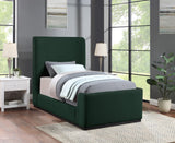 Oliver Boucle Fabric / Rubberwood / Foam Contemporary Green Boucle Fabric Twin Bed (3 Boxes) - 43.5" W x 82.5" D x 56.5" H