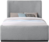 Oliver Boucle Fabric / Rubberwood / Foam Contemporary Grey Boucle Fabric Queen Bed (3 Boxes) - 65.5" W x 87.5" D x 56.5" H