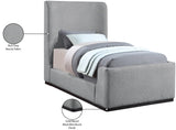 Oliver Boucle Fabric / Rubberwood / Foam Contemporary Grey Boucle Fabric Twin Bed (3 Boxes) - 43.5" W x 82.5" D x 56.5" H