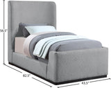 Oliver Boucle Fabric / Rubberwood / Foam Contemporary Grey Boucle Fabric Twin Bed (3 Boxes) - 43.5" W x 82.5" D x 56.5" H