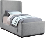 Oliver Boucle Fabric / Rubberwood / Foam Contemporary Grey Boucle Fabric Twin Bed (3 Boxes) - 43.5" W x 82.5" D x 56.5" H