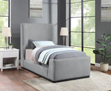 Oliver Boucle Fabric / Rubberwood / Foam Contemporary Grey Boucle Fabric Twin Bed (3 Boxes) - 43.5" W x 82.5" D x 56.5" H