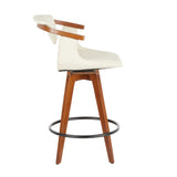 Oracle Mid-Century Modern Counter Stool in Walnut Bamboo and Cream Faux Leather by LumiSource
