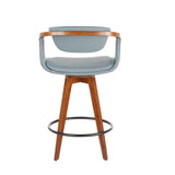 Oracle Mid-Century Modern Counter Stool in Walnut Bamboo and Grey Faux Leather by LumiSource