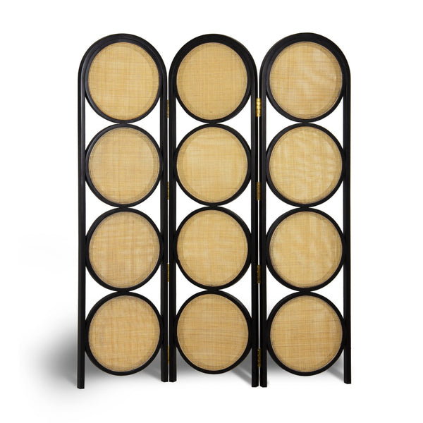 Union Home Orb Screen Charcoal Oil Finish, Natural Plantation Grown Hardwood /Cane