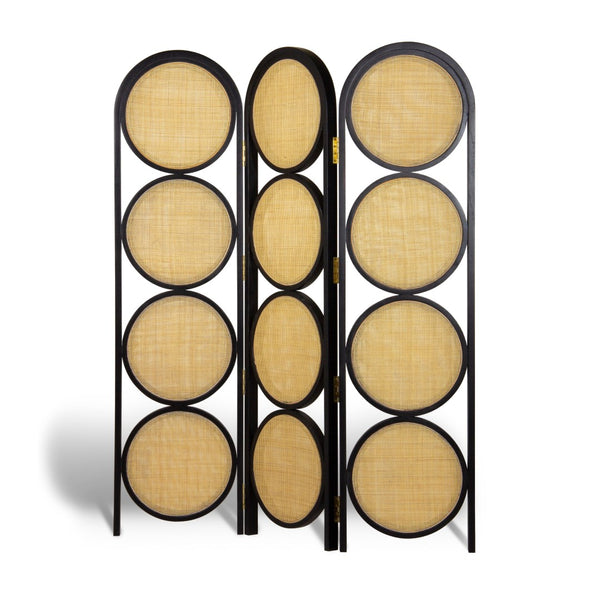 Union Home Orb Screen Charcoal Oil Finish, Natural Plantation Grown Hardwood /Cane