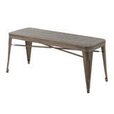 Oregon Industrial-Farmhouse Backless Bench in Antique Metal and Espresso Bamboo by LumiSource