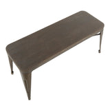Oregon Industrial-Farmhouse Backless Bench in Antique Metal and Espresso Bamboo by LumiSource