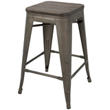 Oregon Industrial Stackable Counter Stool in Antique and Espresso by LumiSource - Set of 2
