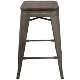 Oregon Industrial Stackable Counter Stool in Antique and Espresso by LumiSource - Set of 2