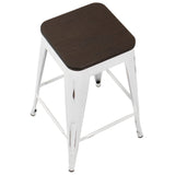 Oregon Industrial Stackable Counter Stool in Vintage White and Espresso by LumiSource - Set of 2