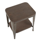 Oregon Industrial End Table in Antique Metal and Espresso Wood-Pressed Grain Bamboo by LumiSource