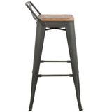 Oregon Industrial Low Back Barstool in Grey and Brown by LumiSource - Set of 2