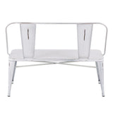 Oregon Industrial Metal Dining/Entryway Bench with Distressed Vintage White Finish by LumiSource