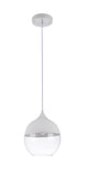 Bethel White Single Pendant Lighting in Glass & Metal