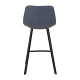 Outlaw Industrial Counter Stool in Black with Blue Faux Leather by LumiSource - Set of 2