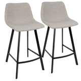 Outlaw Industrial Counter Stool in Black with Grey Faux Leather by LumiSource - Set of 2