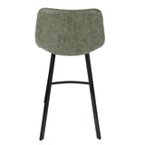 Outlaw Industrial Counter Stool in Black with Green Faux Leather by LumiSource - Set of 2
