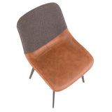 Outlaw Industrial Two-Tone Chair in Brown Faux Leather and Grey Fabric by LumiSource - Set of 2