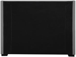 Oxford Linen Textured Fabric: 22% Linen, 33% Cotton, 35% Polyester / Engineered Wood / Foam Mid Century Modern Grey Linen Textured Fabric King Bed (3 Boxes) - 85" W x 86.6" D x 53" H