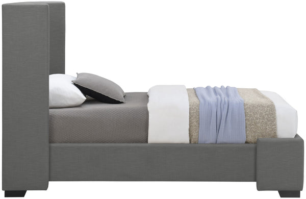 Oxford Linen Textured Fabric: 22% Linen, 33% Cotton, 35% Polyester / Engineered Wood / Foam Mid Century Modern Grey Linen Textured Fabric Twin Bed (3 Boxes) - 47.5" W x 81.1" D x 53" H