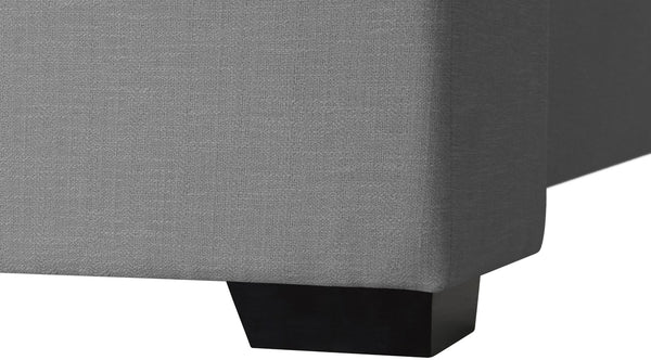Oxford Linen Textured Fabric: 22% Linen, 33% Cotton, 35% Polyester / Engineered Wood / Foam Mid Century Modern Grey Linen Textured Fabric Twin Bed (3 Boxes) - 47.5" W x 81.1" D x 53" H